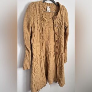 Anthropologie Camel Cable Knit Cardigan
